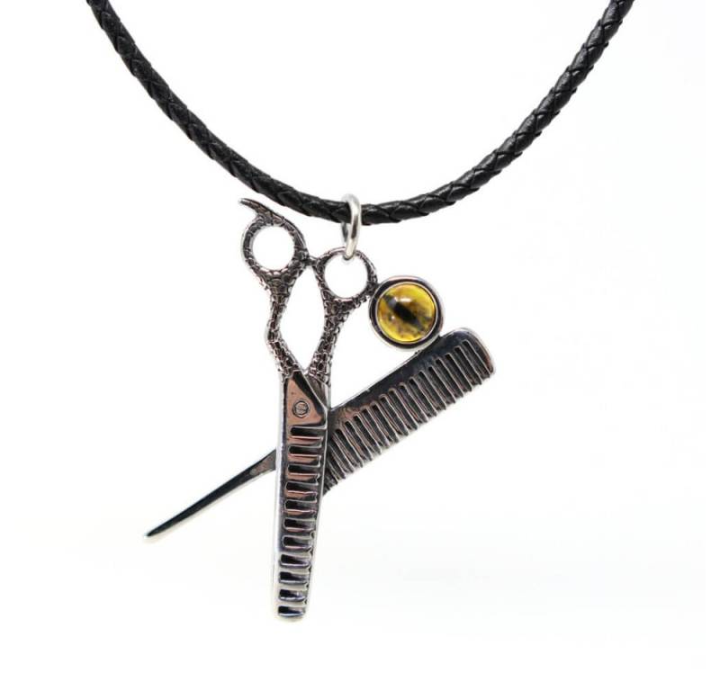 DALMARO Kette mit Anhänger Lederkette Edelstahlkette 316L SCHERENKAMM, Herren Halskette Biker / Wikinger Kette - Schmuckbox von DALMARO