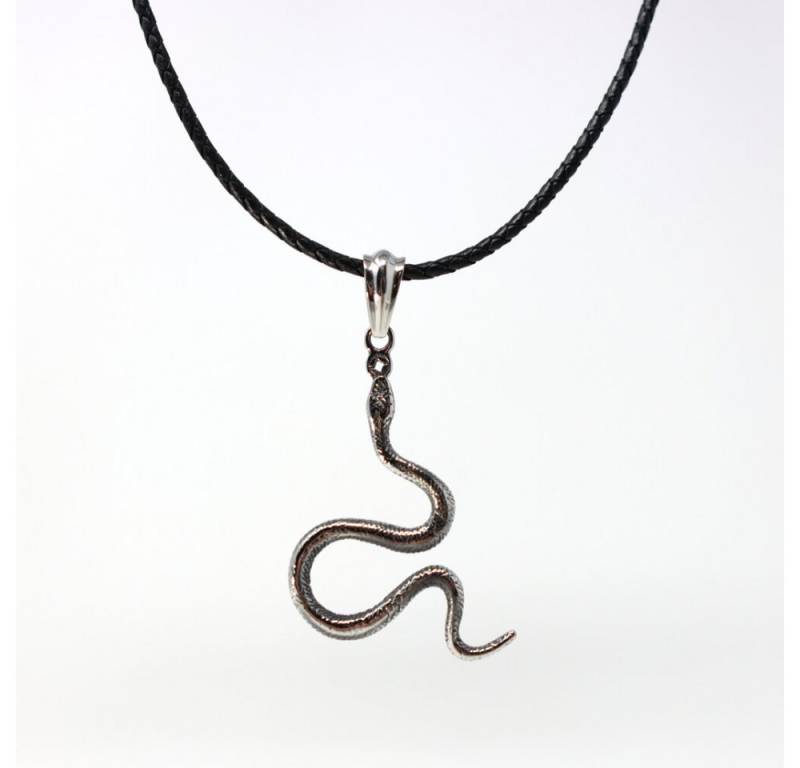 DALMARO Kette mit Anhänger Lederkette Edelstahlkette 316L SCHLANGE, Herren Halskette Biker / Wikinger Kette - Schmuckbox von DALMARO