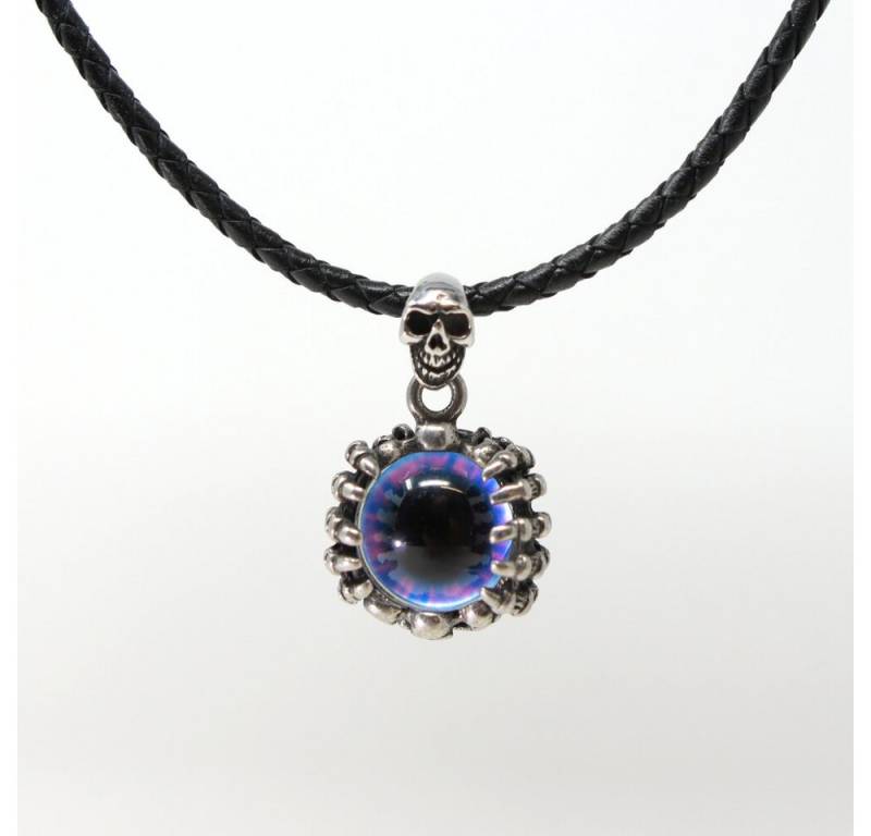 DALMARO Kette mit Anhänger Lederkette Edelstahlkette 316L SKULL AUGE, Herren Halskette Biker / Wikinger Kette - Schmuckbox von DALMARO