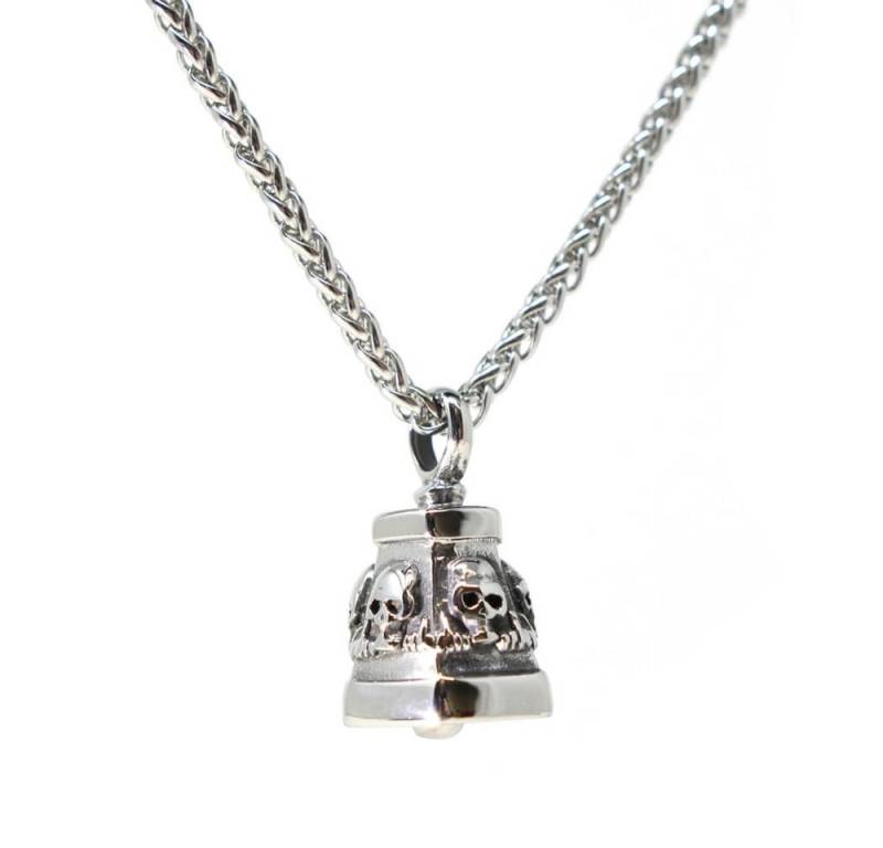 DALMARO Kette mit Anhänger Lederkette Edelstahlkette 316L SKULL GLOCKE, Herren Halskette Biker / Wikinger Kette - Schmuckbox von DALMARO