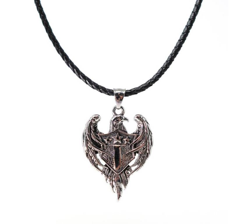 DALMARO Kette mit Anhänger Lederkette Edelstahlkette 316L STAR EAGLE, Herren Halskette Biker / Wikinger Kette - Schmuckbox von DALMARO