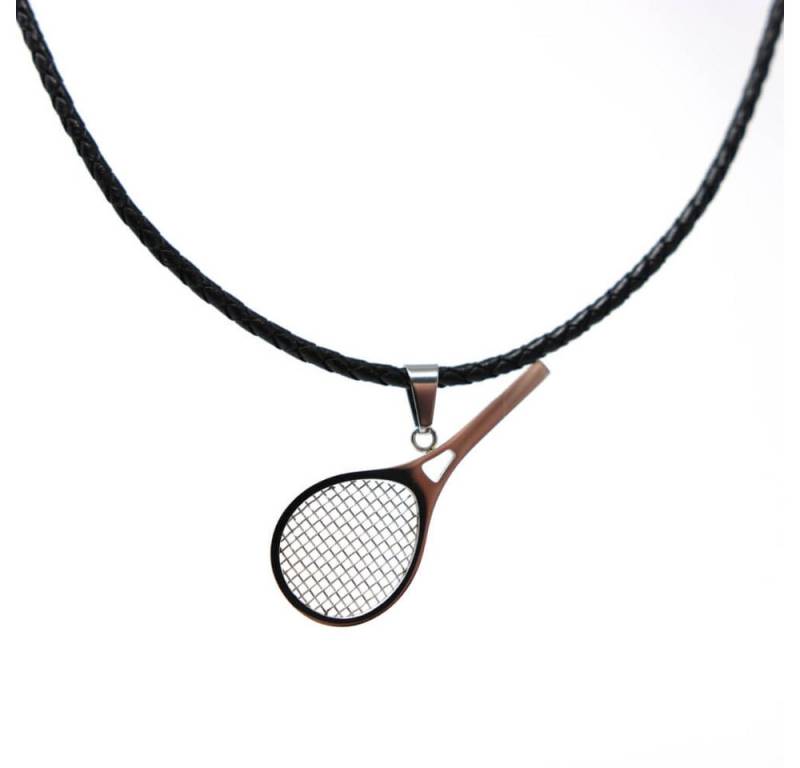 DALMARO Kette mit Anhänger Lederkette Edelstahlkette 316L TENNISSCHLÄGER, Herren Halskette Biker / Wikinger Kette - Schmuckbox von DALMARO