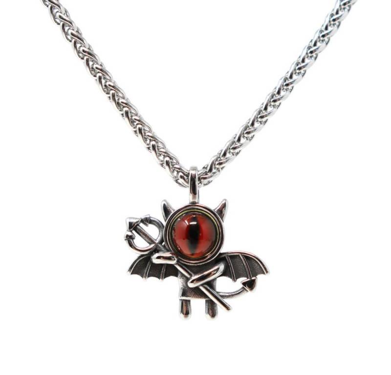 DALMARO Kette mit Anhänger Lederkette Edelstahlkette 316L TEUFELCHEN AUGE, Herren Halskette Biker / Wikinger Kette - Schmuckbox von DALMARO