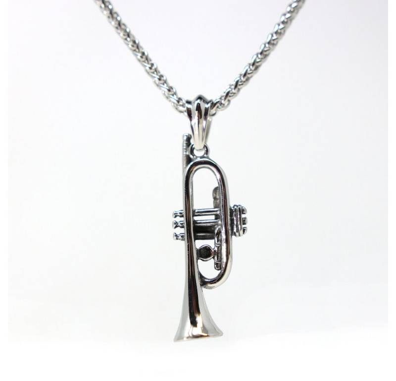 DALMARO Kette mit Anhänger Lederkette Edelstahlkette 316L TROMPETE, Herren Halskette Biker / Wikinger Kette - Schmuckbox von DALMARO