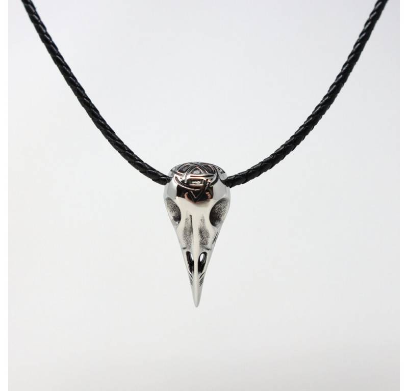 DALMARO Kette mit Anhänger Lederkette Edelstahlkette 316L WIKINGER SCHÄDEL, Herren Halskette Biker / Wikinger Kette - Schmuckbox von DALMARO