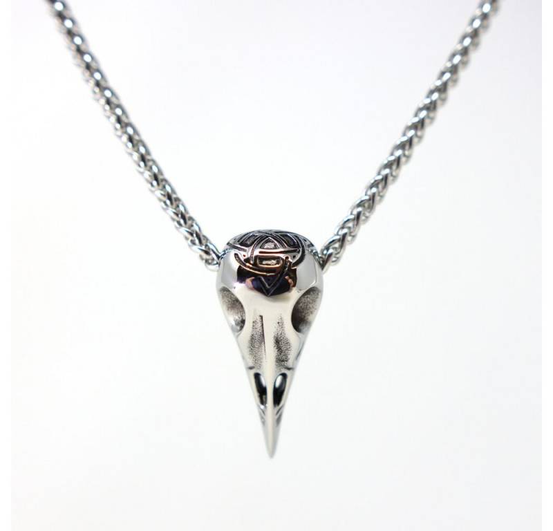 DALMARO Kette mit Anhänger Lederkette Edelstahlkette 316L WIKINGER SCHÄDEL, Herren Halskette Biker / Wikinger Kette - Schmuckbox von DALMARO