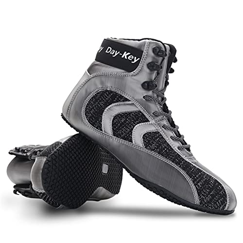 DAMANDO Damen Boxschuhe, Professionelle Boxstiefel Atmungsaktive Wrestling Trainingsschuhe Komfort Bodybuilding Wettbewerb Schuhe,Grau,41 EU von DAMANDO