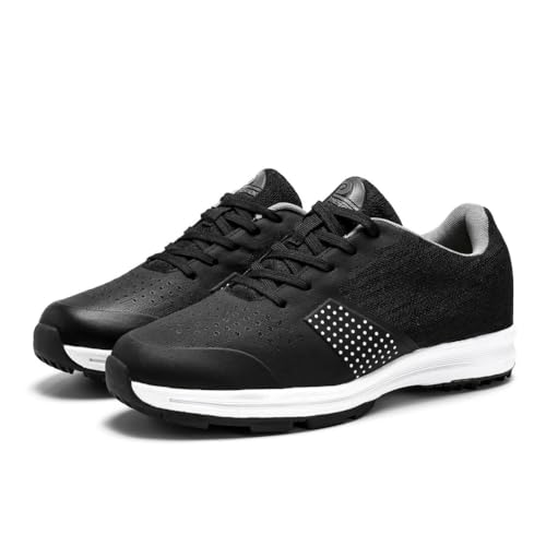 DAMANDO Mesh-Golfschuhe Für Herren Professionelle Atmungsaktive Golfer Ohne Spikes Turnschuhe Anti-Rutsch-Wanderschuhe,Schwarz,43 EU von DAMANDO