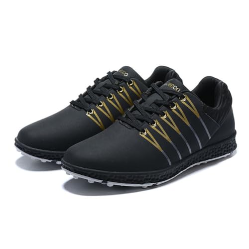 DAMANDO wasserdichte Golfschuhe Für Damen Spikeless Golf Schuhe Leichte Bequeme Weibliche Golf Training Turnschuhe,Gold,39 EU von DAMANDO