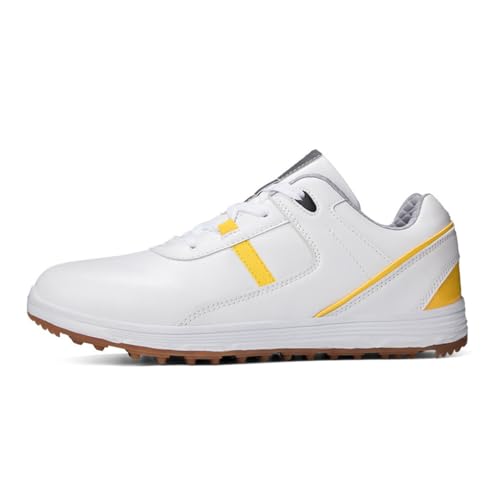 DAMANDO wasserdichte Leder Golfschuhe, Damen Professionelle Golf Turnschuhe Spikless Walking Footwears Outdoor Golf Walking Schuhe,Gelb,36 EU von DAMANDO