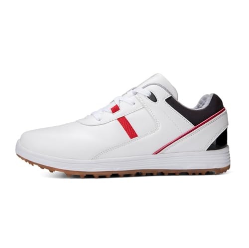 DAMANDO wasserdichte Leder Golfschuhe, Damen Professionelle Golf Turnschuhe Spikless Walking Footwears Outdoor Golf Walking Schuhe,Rot,38 EU von DAMANDO