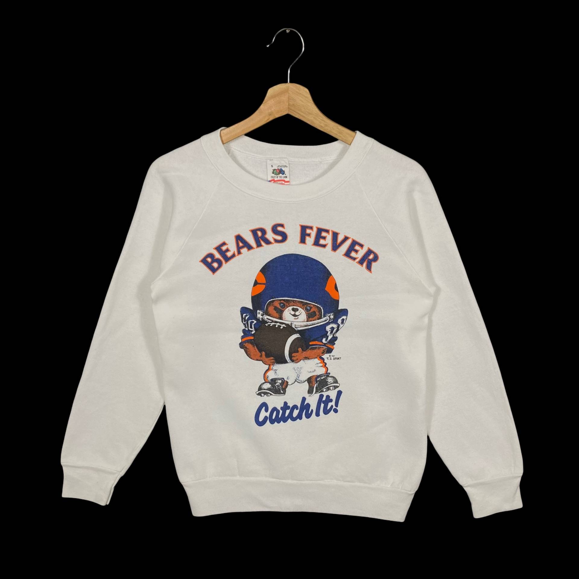 Vintage 80Er Jahre Bears Fever Sweatshirt S Größe Weiße Farbe von DAMBROWNByDAM