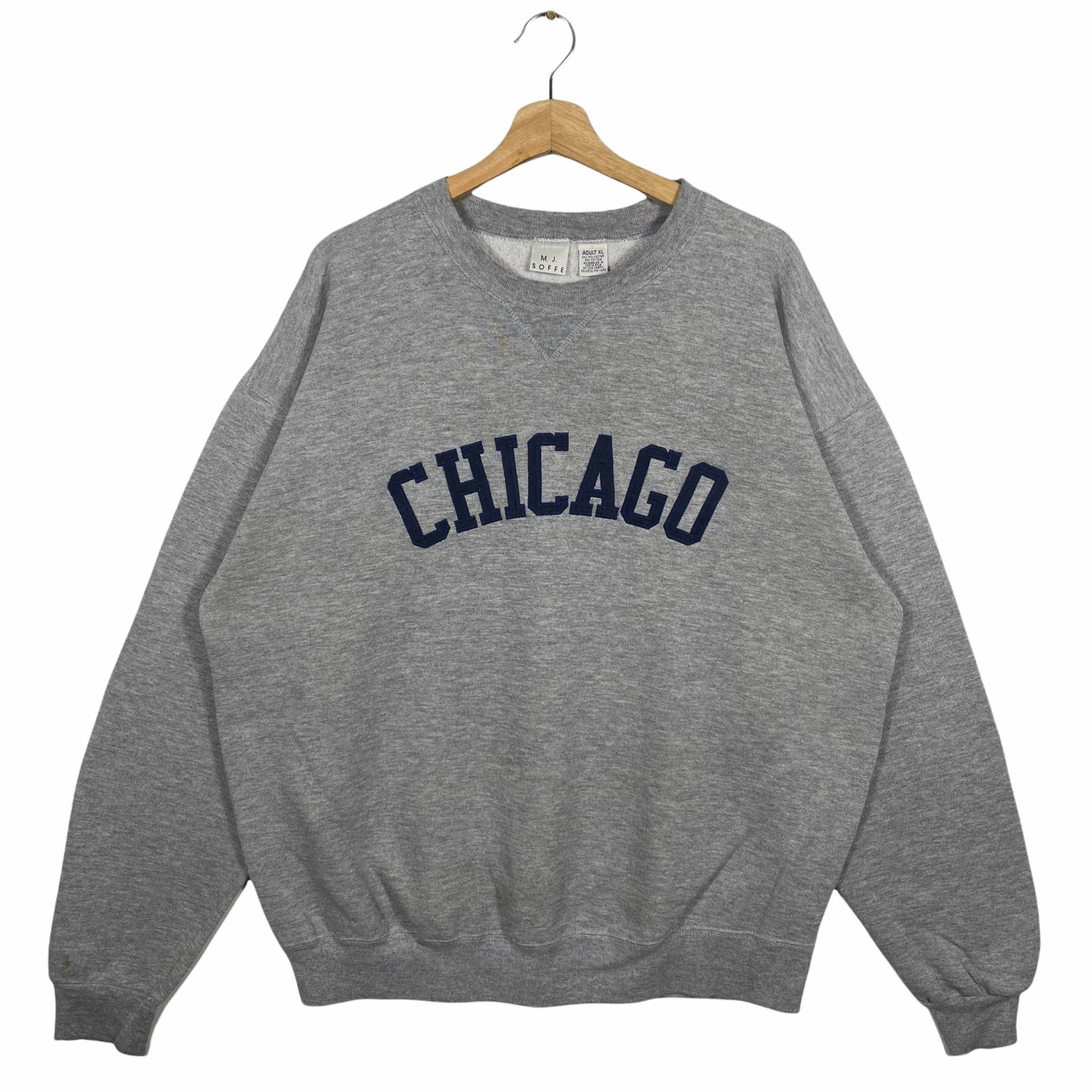 Vintage 90Er Chicago Sweatshirt Xl Größe Grau Farbe von DAMBROWNByDAM