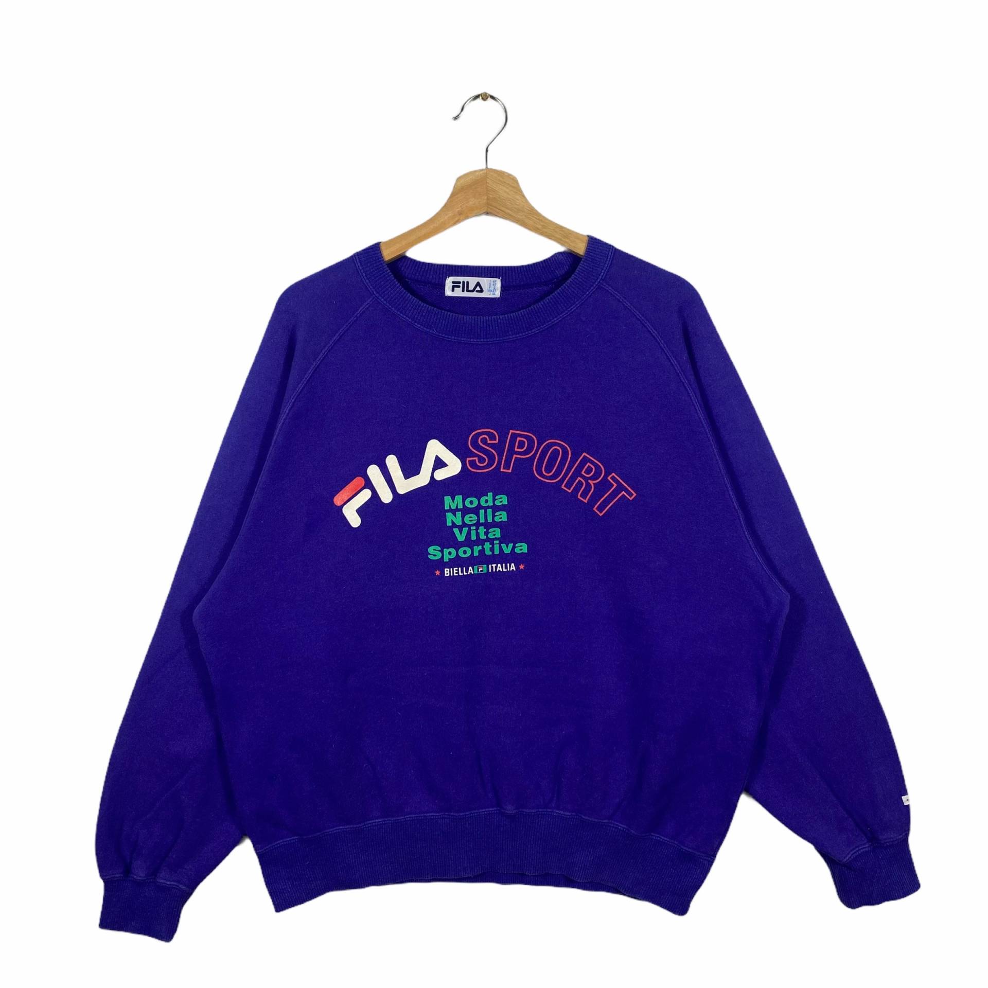 Vintage 90Er Jahre Fila Sport Sweatshirt Saiz L Farbe Lila von DAMBROWNByDAM