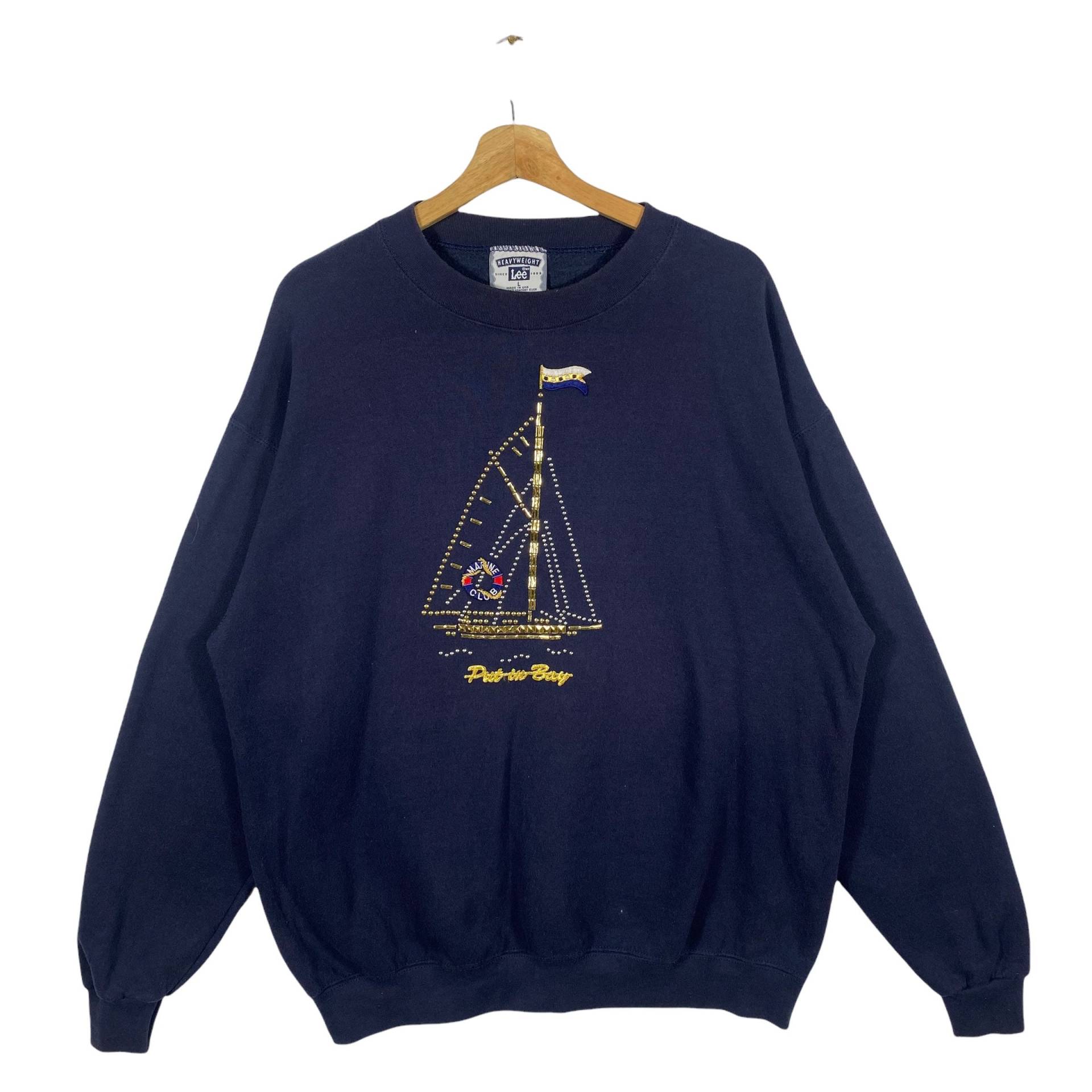 Vintage 90Er Jahre Put in Bay Sweatshirt L Gr. Navyblau Farbe von DAMBROWNByDAM