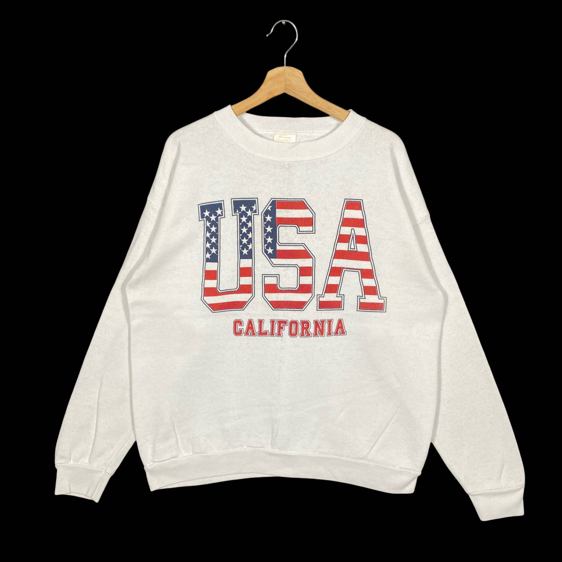 Vintage 90Er Usa California Sweatshirt Xl Größe Weiß Farbe von DAMBROWNByDAM