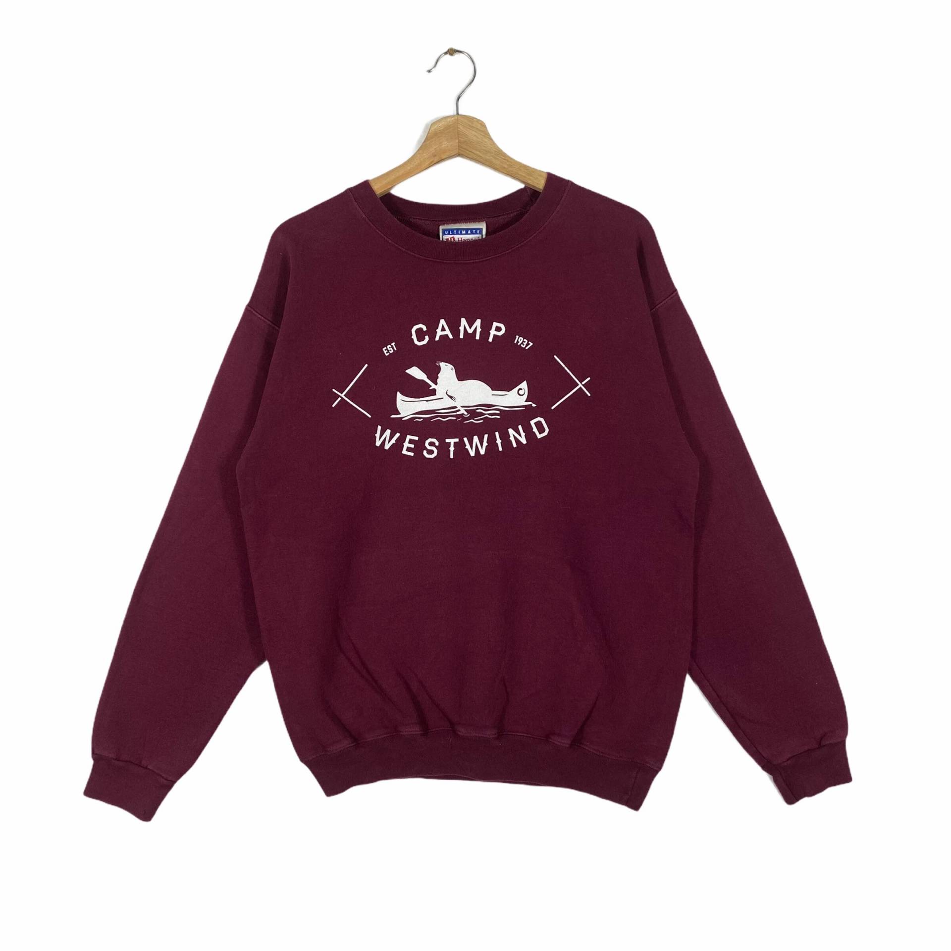 Vintage Camp Westwind Sweatshirt S Größe Maroon Farbe von DAMBROWNByDAM