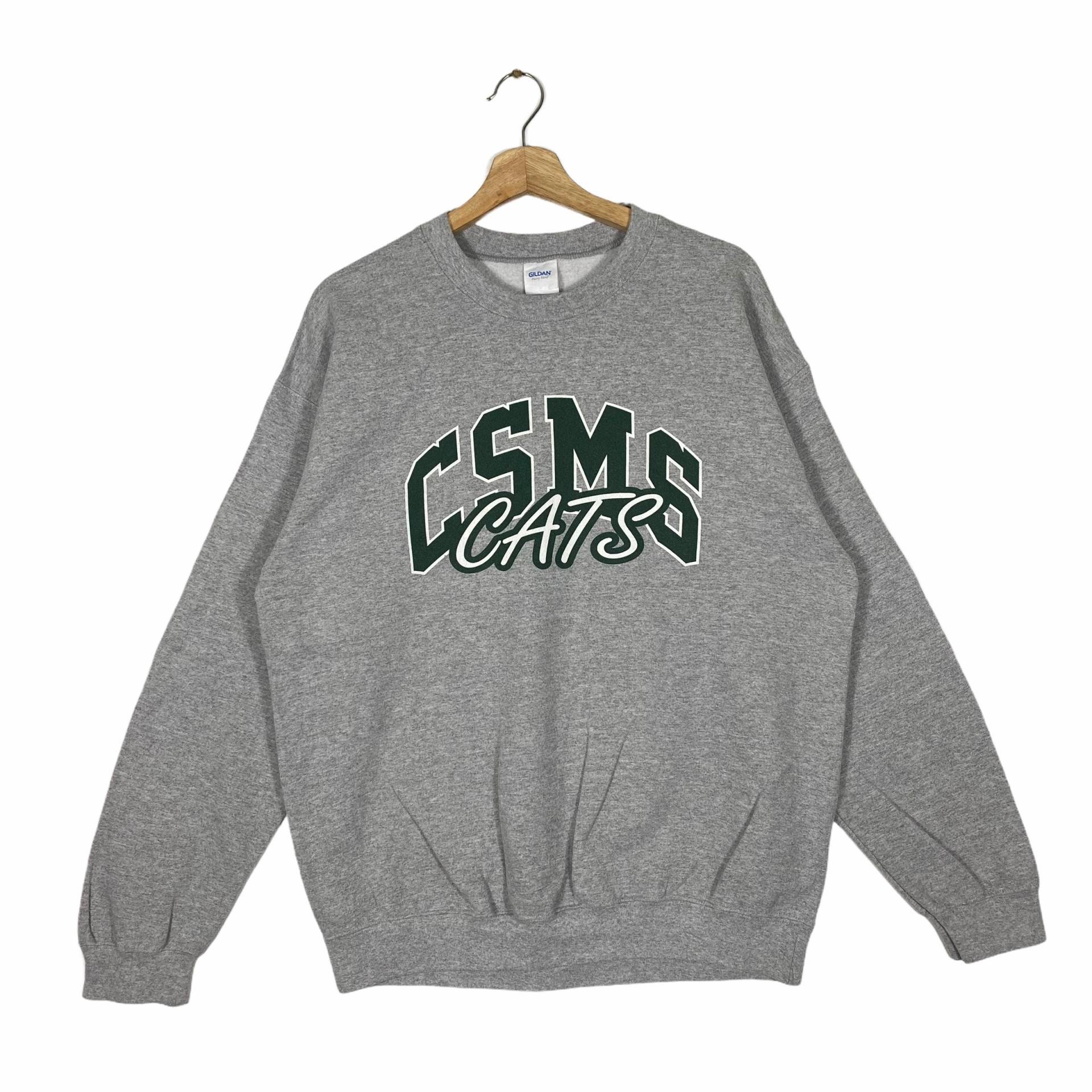 Vintage Csms Cats Carl Stuart Middle School Sweatshirt L Gr. Grau von DAMBROWNByDAM