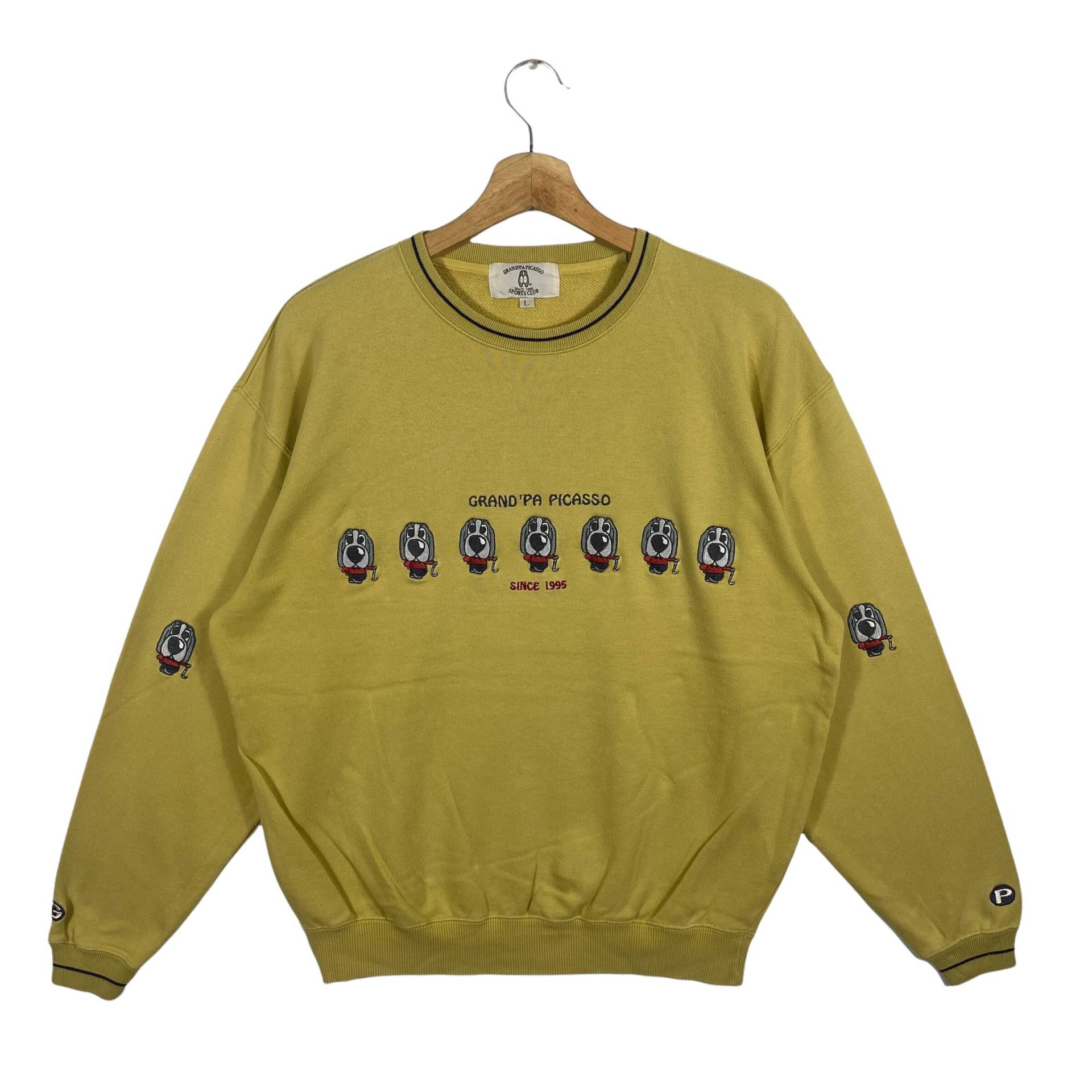 Vintage Grand'pa Picasso Besticktes Sweatshirt L Größe Gold Farbe von DAMBROWNByDAM