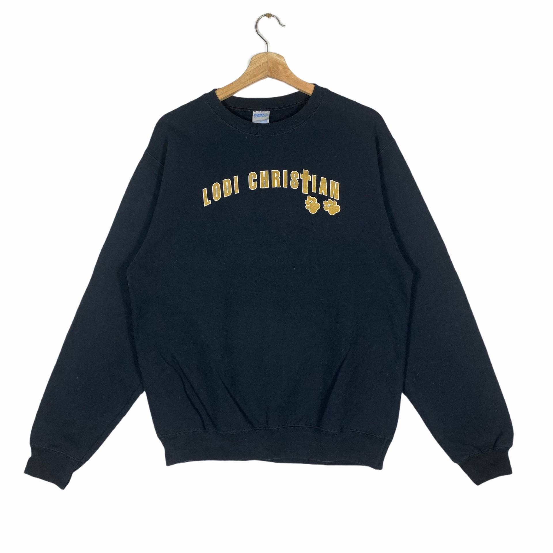 Vintage Lodi Christian School Sweatshirt M Größe Schwarz von DAMBROWNByDAM