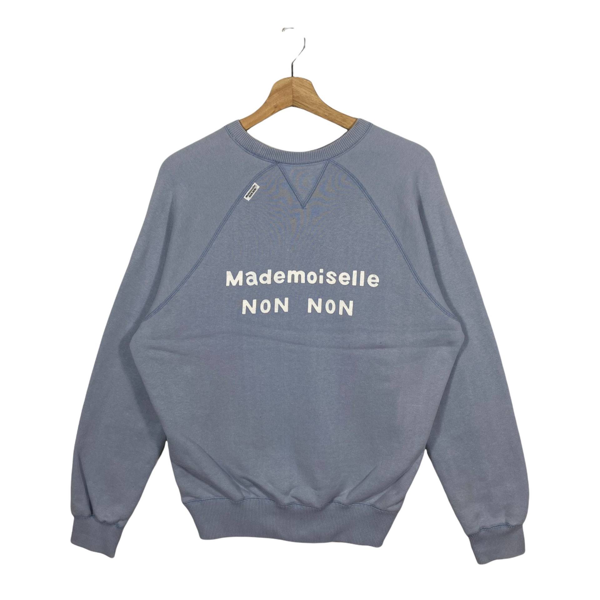 Vintage Mademoiselle Non Sweatshirt M Größe Blau Farbe von DAMBROWNByDAM