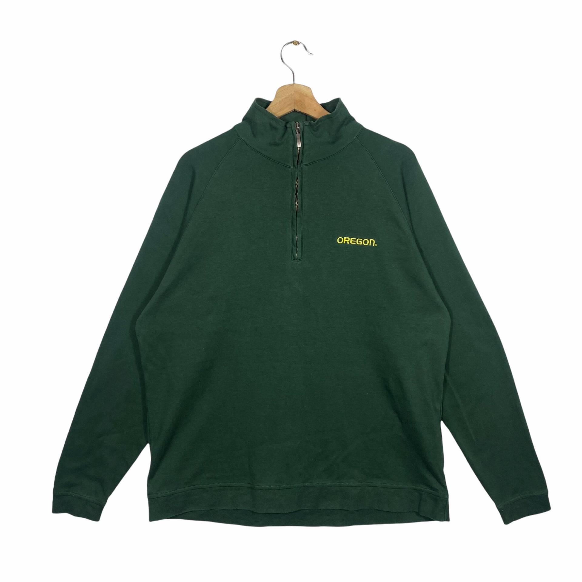 Vintage Oregon Half Zip Sweatshirt L Größe Grün von DAMBROWNByDAM