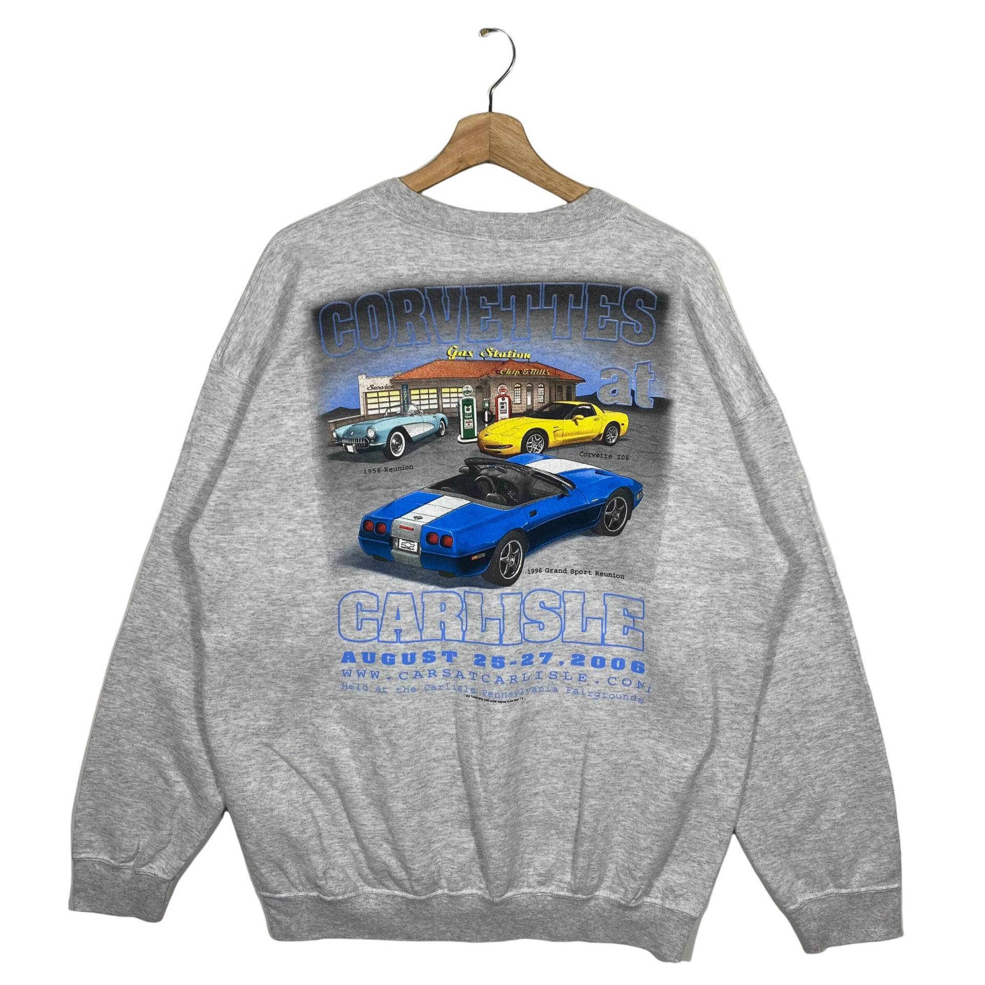 Vintage Y2K Corvettes Carlisle Sweatshirt L Größe Grau Farbe von DAMBROWNByDAM