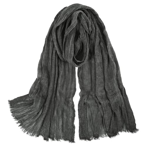 DAMILY 180 x 70cm Herren Damen Sommer Schal Baumwolle Gemischt Schal Retro Herbst Winter Mode Leicht Lang Halstuch Herrenschal (Schwarz) von DAMILY