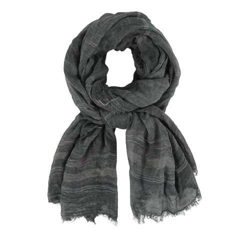 DAMILY 190 x 90cm Herren Damen Sommer Schal Baumwolle Gemischt Schal Retro Herbst Winter Mode Leicht Lang Halstuch Herrenschal (Schwarz/Grau) von DAMILY