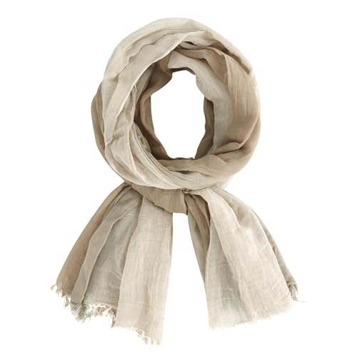 DAMILY 180 x 70cm Herren Damen Sommer Schal Baumwolle Gemischt Schal Retro Herbst Winter Mode Leicht Lang Halstuch Herrenschal (Braun) von DAMILY