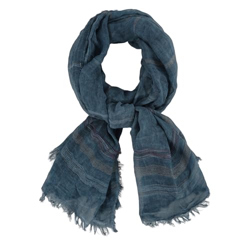 DAMILY 190x 90cm Herren Damen Sommer Vintage Schal Baumwolle Gemischt Schal Retro Herbst Winter Mode Leicht Lang Halstuch Herrenschal (Marineblau) von DAMILY