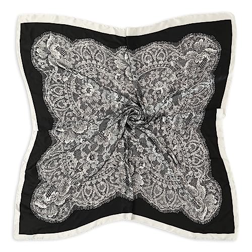 DAMILY Bandana Schwarzer Schal Damen Spitzenmuster Schal Winter Weiches Tuch Quadratisch Lang (weiß) (Weiß) von DAMILY