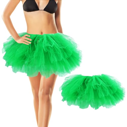 DAMILY Großer Tutu-Rock für Erwachsene, Flauschiger Ballett-Tüllrock im Vintage-Stil der 1950er und 70er Jahre Tüllrock Karneval (Polyester, Grün) von DAMILY