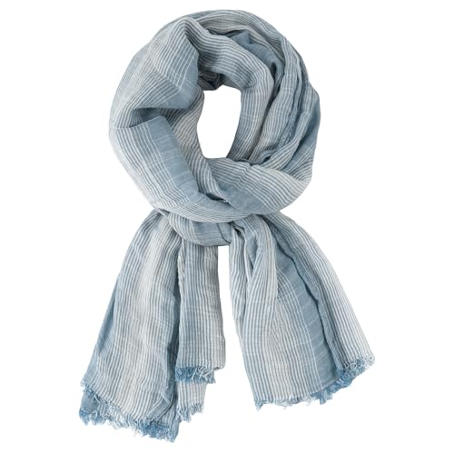 DAMILY Herren Schal Warm Winter Schals Gestreiftes Halstuch Leinen (Denimblau) von DAMILY