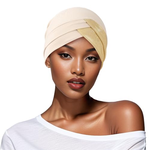 DAMILY Haar Wrap für Damen Kopftuch Hijab Undercap Untertuch Frauen Muslimische Kopfbedeckung Für Damen Kopftücher Baumwoll Chemo (beige) von DAMILY