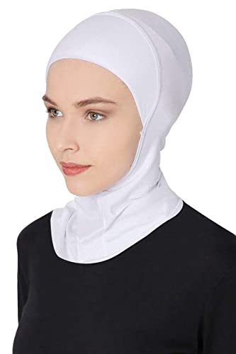 DAMILY Instant Kopftuch Damen Hijab Weiß Stretch Jersey Khimar Niqab Kopftücher Full Neck Abdeckung Modal Sport Hijab Untertuch für Frauen von DAMILY