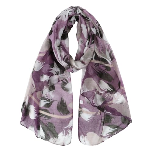 DAMILY Leichter Schals & Tücher für Damen Kuschelig Halstuch mit Blumenmuster Modischer Strandtuch Geschenke für Frauen (Lila) von DAMILY