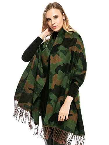 DAMILY Schal mit Camou Warm damenschals Baumwolle Halstuch mit quasten/fransen Kaschmirschals XL von DAMILY