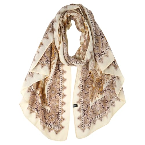DAMILY Schals Damen Schöner Weicher Halstuch für Frauen mit Paisley Muster Langer Festliche Stola Für die vornehme Dame Sommer Tuch Pashminas(Weiß von DAMILY