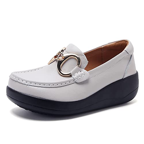 DANACI Damen Mokassins Barfußschuh PU Leder Halbschuhe Slip on Loafers Wanderschuhe von DANACI