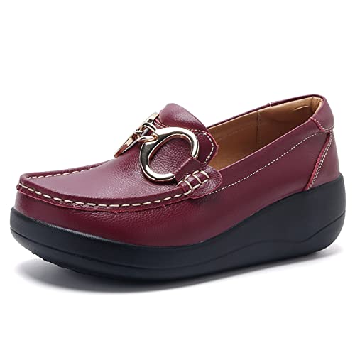 DANACI Damen Mokassins Barfußschuh PU Leder Halbschuhe Slip on Loafers Wanderschuhe von DANACI