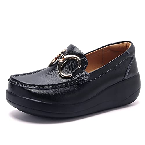 DANACI Damen Mokassins Barfußschuh PU Leder Halbschuhe Slip on Loafers Wanderschuhe von DANACI