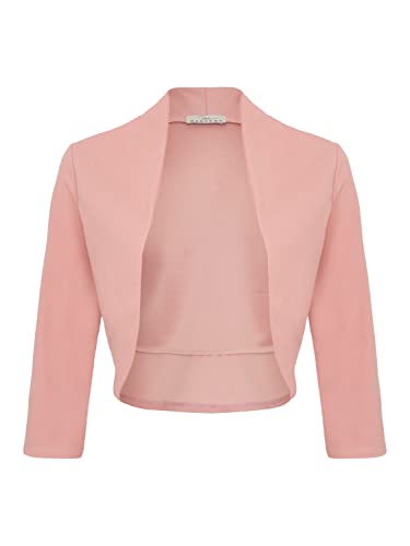 Damen Bolero Festlich Strickjacke Elegant Schulterjacke 3/4 Ärmel Kurz Top (708), Grösse:L, Farbe:Altrosa von DANAEST