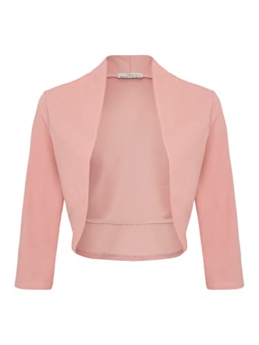 DANAEST Damen Bolero Festlich Strickjacke Elegant Schulterjacke 3/4 Ärmel Kurz Top (708), Grösse:L, Farbe:Altrosa von DANAEST