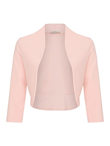 DANAEST Damen Bolero Festlich Strickjacke Elegant Schulterjacke 3/4 Ärmel Kurz Top (708), Grösse:L, Farbe:Rosa von DANAEST