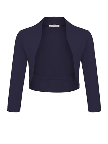 Damen Bolero Festlich Strickjacke Elegant Schulterjacke 3/4 Ärmel Kurz Top (708), Grösse:M, Farbe:Blau von DANAEST