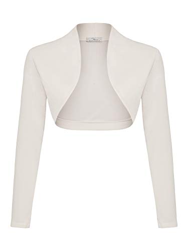 DANAEST Damen Bolero Langarm Festlich Blazer Strickjacke Schulterjacke Cardigan Top (653), Farbe:Beige,42 / XL von DANAEST