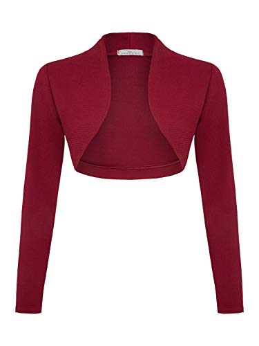 DANAEST Damen Bolero Jacke Festlich Cardigan Top (653), Farbe:Bordeaux, Kostüme & Blazer für Damen:40 / L von DANAEST