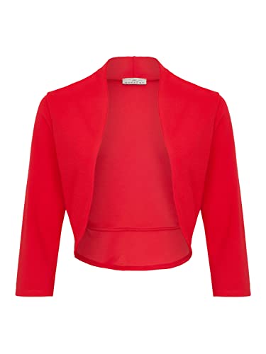 Damen Bolero Strickjacke 3/4 Ärmel Kurz Top (708), Grösse:L, Farbe:Rot von DANAEST
