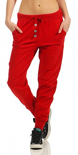 DANAEST Damen Freizeithose Sporthose Sweat Pants lang (623), Grösse:XL / 42, Farbe:Rot von DANAEST